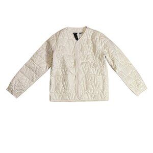 Vlone Quilted Jacket White Embossed V Logo Light Button Front Streetwear Size XL